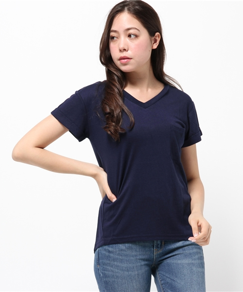 titivate（ティティベイト）の「ﾎﾟｹｯﾄVﾈｯｸTｼｬﾂ（Tシャツ/カットソー・レディース・杢グレー/ネイビー/オフホワイト/ブラック/カーキ・M）」の15枚目の写真
