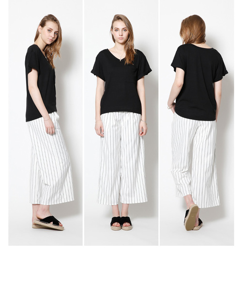 titivate（ティティベイト）の「ﾎﾟｹｯﾄVﾈｯｸTｼｬﾂ（Tシャツ/カットソー・レディース・杢グレー/ネイビー/オフホワイト/ブラック/カーキ・M）」の18枚目の写真