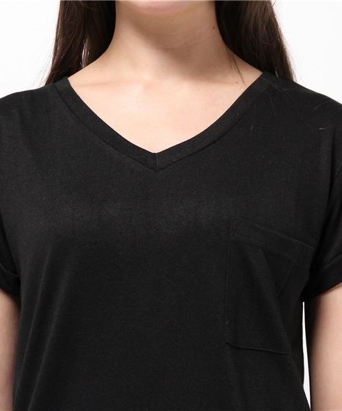 titivate（ティティベイト）の「ﾎﾟｹｯﾄVﾈｯｸTｼｬﾂ（Tシャツ/カットソー・レディース・杢グレー/ネイビー/オフホワイト/ブラック/カーキ・M）」の9枚目の写真