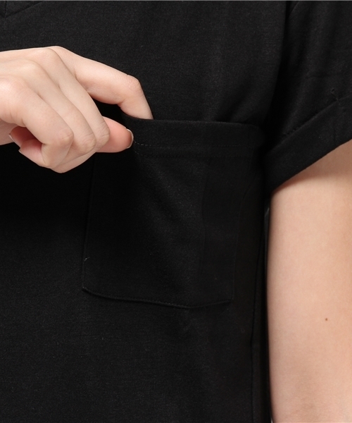 titivate（ティティベイト）の「ﾎﾟｹｯﾄVﾈｯｸTｼｬﾂ（Tシャツ/カットソー・レディース・杢グレー/ネイビー/オフホワイト/ブラック/カーキ・M）」の11枚目の写真