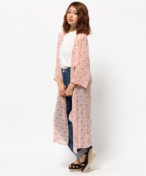 PUNYUS(プニュズ)の「花柄シフォンガウン(その他アウター・レディース・ネイビー/オフホワイト/ライトピンク/ブラック・2/1/4/3)」の4枚目の写真