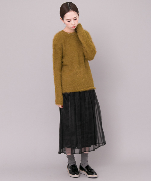 KBF（ケイビーエフ）の「【WEB限定】KBF　フェザークルーニット（ニット/セーター・レディース・ライトグレー/ネイビー/オレンジ系その他/イエロー系その他・ONE）」の20枚目の写真