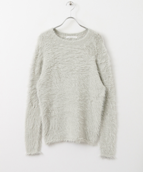 KBF（ケイビーエフ）の「【WEB限定】KBF　フェザークルーニット（ニット/セーター・レディース・ライトグレー/ネイビー/オレンジ系その他/イエロー系その他・ONE）」の10枚目の写真