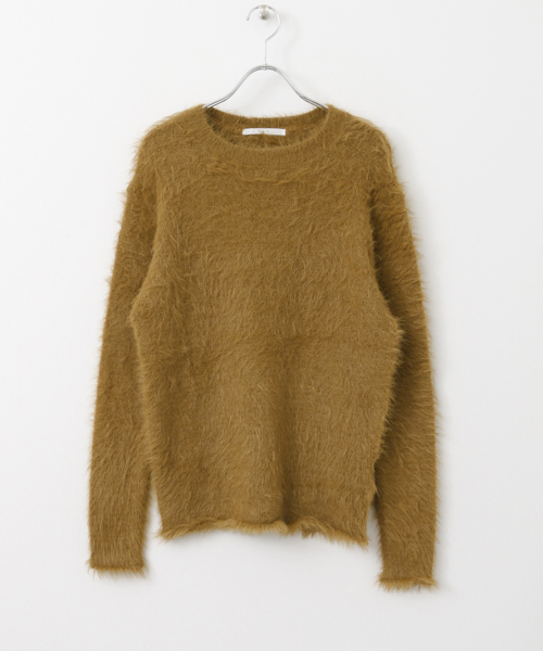 KBF（ケイビーエフ）の「【WEB限定】KBF　フェザークルーニット（ニット/セーター・レディース・ライトグレー/ネイビー/オレンジ系その他/イエロー系その他・ONE）」の12枚目の写真