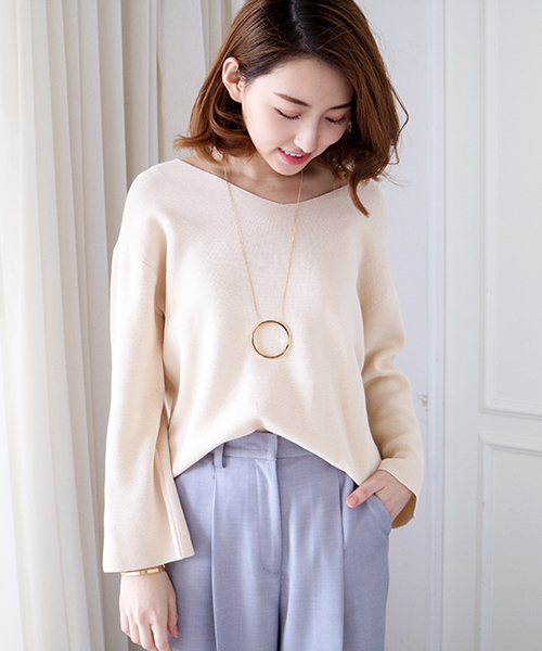 N.（N. Natural Beauty Basic）（エヌエヌナチュラルビューティーベーシック）の「ミラノリブセットアップトップス【セットアップ対応商品】（ニット/セーター・レディース・ピンク/ホワイト/グレー/ネイビー・MEDIUM）」の2枚目の写真