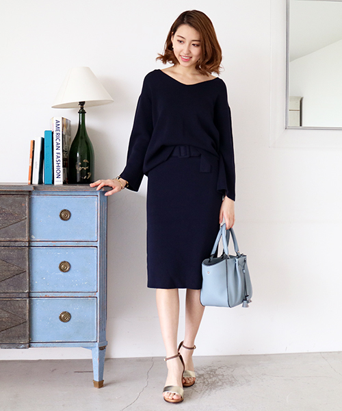 N.（N. Natural Beauty Basic）（エヌエヌナチュラルビューティーベーシック）の「ミラノリブセットアップトップス【セットアップ対応商品】（ニット/セーター・レディース・ピンク/ホワイト/グレー/ネイビー・MEDIUM）」の19枚目の写真