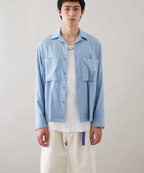 STUDIOUS（ステュディオス）の「テンセルオープンカラーシャツ（シャツ/ブラウス・メンズ・ピンク/サックスブルー/ブラック・2/3/1）」の14枚目の写真