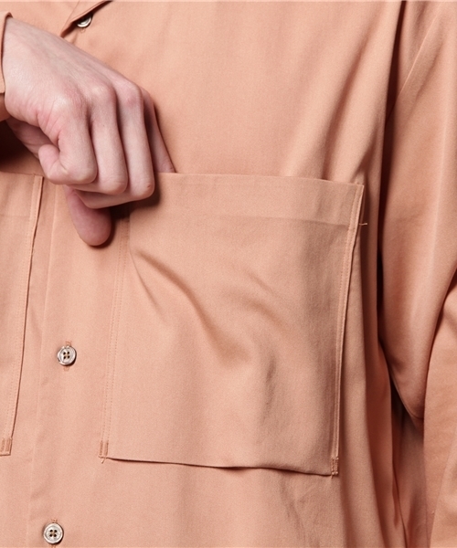 STUDIOUS（ステュディオス）の「テンセルオープンカラーシャツ（シャツ/ブラウス・メンズ・ピンク/サックスブルー/ブラック・2/3/1）」の9枚目の写真