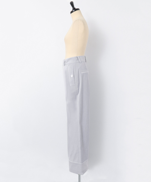 URBAN RESEARCH（アーバンリサーチ）の「サッカーストライプワイドパンツ（その他パンツ・レディース・ベージュ/ブルー・36/38）」の13枚目の写真