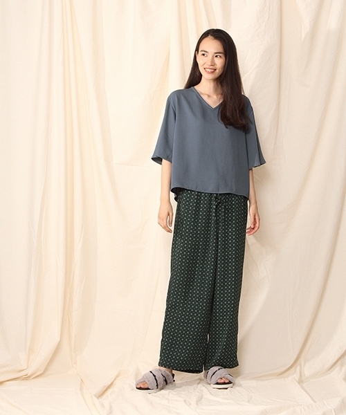 niko and...（ニコアンド）の「小紋ワイドイージーパンツ（その他パンツ・レディース・グリーン/ボルドー・3/4）」の19枚目の写真