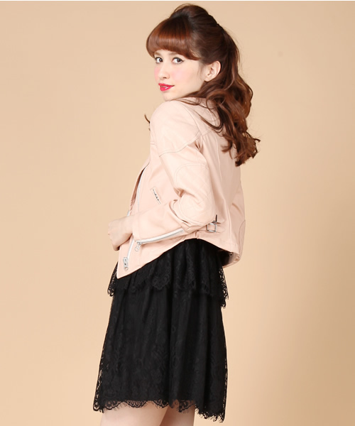 rosebullet（ローズブリット）の「フェイクレザー（ライダースジャケット・レディース・ブラック系/ピンク系・1/2）」の10枚目の写真