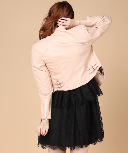 rosebullet（ローズブリット）の「フェイクレザー（ライダースジャケット・レディース・ブラック系/ピンク系・1/2）」の3枚目の写真