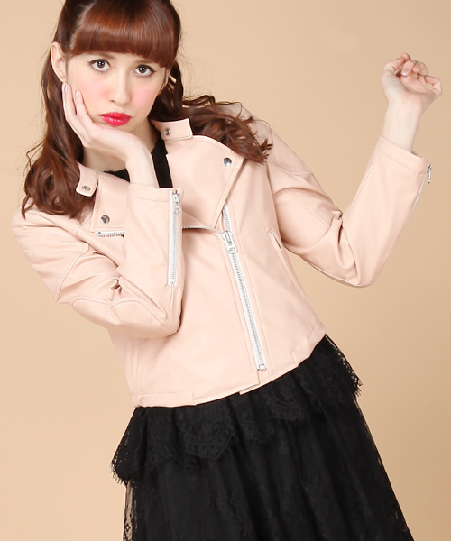 rosebullet（ローズブリット）の「フェイクレザー（ライダースジャケット・レディース・ブラック系/ピンク系・1/2）」の13枚目の写真