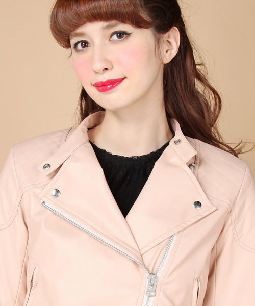 rosebullet（ローズブリット）の「フェイクレザー（ライダースジャケット・レディース・ブラック系/ピンク系・1/2）」の11枚目の写真