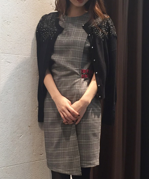 Rinascimento リナシメント の 17fw Rinascimento ベルトデザイングレンチェックワンピース ワンピース Wear
