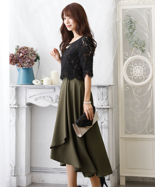 PourVous(プールヴー)の「七分袖&ロング ワンピースドレス フィッシュテール 大きいサイズ 結婚式 フォーマル オケージョンドレス お呼ばれ 二次会 成人式 (ドレス・レディース・ネイビー/カーキ・M/L/XL/XXL/S/4L)」の4枚目の写真