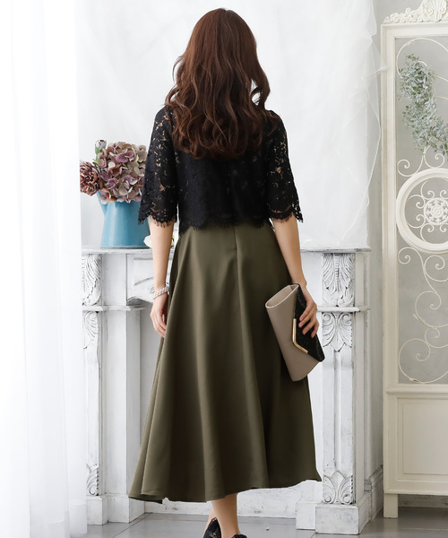 PourVous(プールヴー)の「七分袖&ロング ワンピースドレス フィッシュテール 大きいサイズ 結婚式 フォーマル オケージョンドレス お呼ばれ 二次会 成人式 (ドレス・レディース・ネイビー/カーキ・M/L/XL/XXL/S/4L)」の5枚目の写真