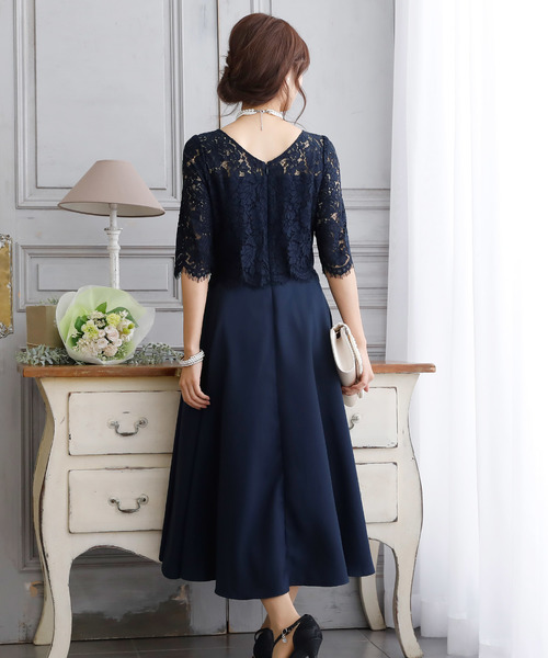 PourVous(プールヴー)の「七分袖&ロング ワンピースドレス フィッシュテール 大きいサイズ 結婚式 フォーマル オケージョンドレス お呼ばれ 二次会 成人式 (ドレス・レディース・ネイビー/カーキ・M/L/XL/XXL/S/4L)」の13枚目の写真