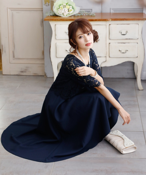 PourVous(プールヴー)の「七分袖&ロング ワンピースドレス フィッシュテール 大きいサイズ 結婚式 フォーマル オケージョンドレス お呼ばれ 二次会 成人式 (ドレス・レディース・ネイビー/カーキ・M/L/XL/XXL/S/4L)」の19枚目の写真