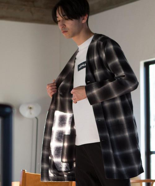 coen（コーエン）の「オンブレチェックシャツガウン（その他アウター・メンズ・ブラック/レッド・LARGE/MEDIUM/SMALL）」の2枚目の写真
