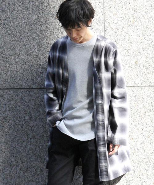 coen（コーエン）の「オンブレチェックシャツガウン（その他アウター・メンズ・ブラック/レッド・LARGE/MEDIUM/SMALL）」の7枚目の写真