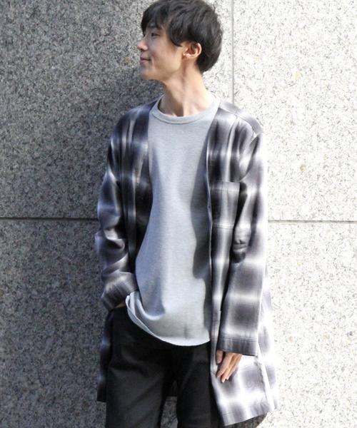 coen（コーエン）の「オンブレチェックシャツガウン（その他アウター・メンズ・ブラック/レッド・LARGE/MEDIUM/SMALL）」の6枚目の写真
