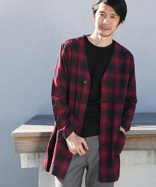 coen（コーエン）の「オンブレチェックシャツガウン（その他アウター