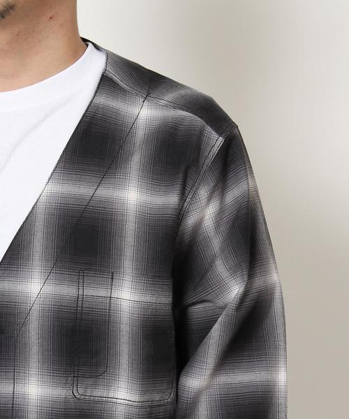 coen（コーエン）の「オンブレチェックシャツガウン（その他アウター・メンズ・ブラック/レッド・LARGE/MEDIUM/SMALL）」の19枚目の写真