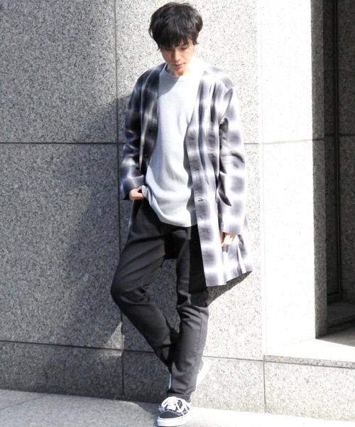 coen（コーエン）の「オンブレチェックシャツガウン（その他アウター・メンズ・ブラック/レッド・LARGE/MEDIUM/SMALL）」の5枚目の写真