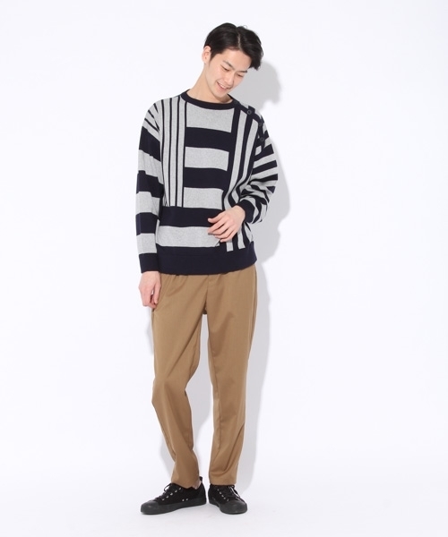 niko and...（ニコアンド）の「Nアソートボーダープルオーバーニット（ニット/セーター・メンズ・オフホワイト/ネイビー/グレー・LARGE/MEDIUM）」の9枚目の写真