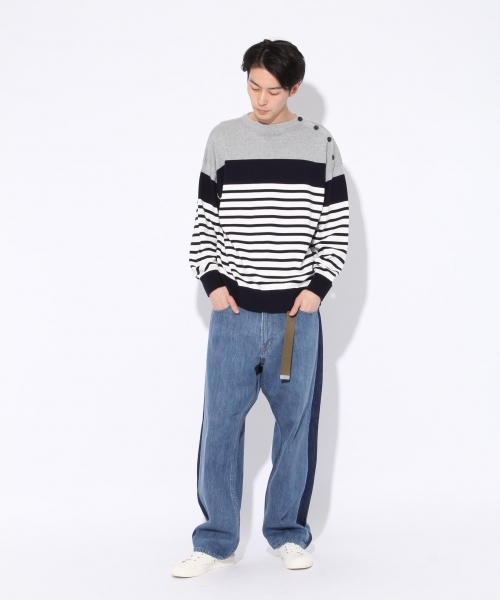 niko and...（ニコアンド）の「Nアソートボーダープルオーバーニット（ニット/セーター・メンズ・オフホワイト/ネイビー/グレー・LARGE/MEDIUM）」の10枚目の写真