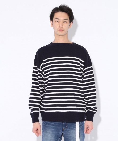 niko and...（ニコアンド）の「Nアソートボーダープルオーバーニット（ニット/セーター・メンズ・オフホワイト/ネイビー/グレー・LARGE/MEDIUM）」の11枚目の写真