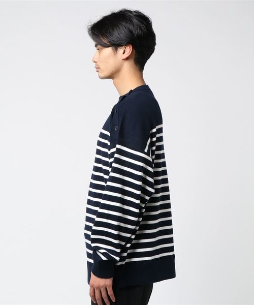 niko and...（ニコアンド）の「Nアソートボーダープルオーバーニット（ニット/セーター・メンズ・オフホワイト/ネイビー/グレー・LARGE/MEDIUM）」の5枚目の写真