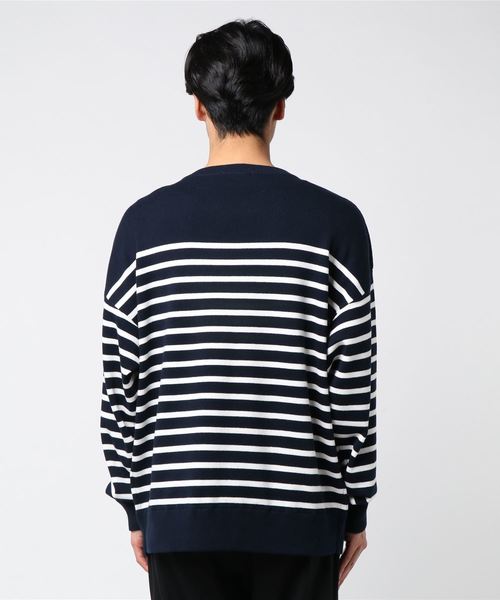 niko and...（ニコアンド）の「Nアソートボーダープルオーバーニット（ニット/セーター・メンズ・オフホワイト/ネイビー/グレー・LARGE/MEDIUM）」の4枚目の写真