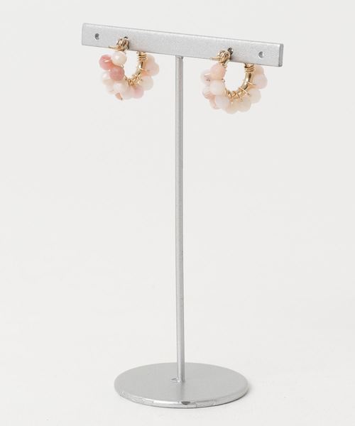 TONE SELECT GOODS(トーンセレクトグッズ)の「【marinaJEWELRY】14kgf/Pink Opal W wrapped pierced earring(ピアス(両耳用)・レディース・ピンク・FREE)」の2枚目の写真