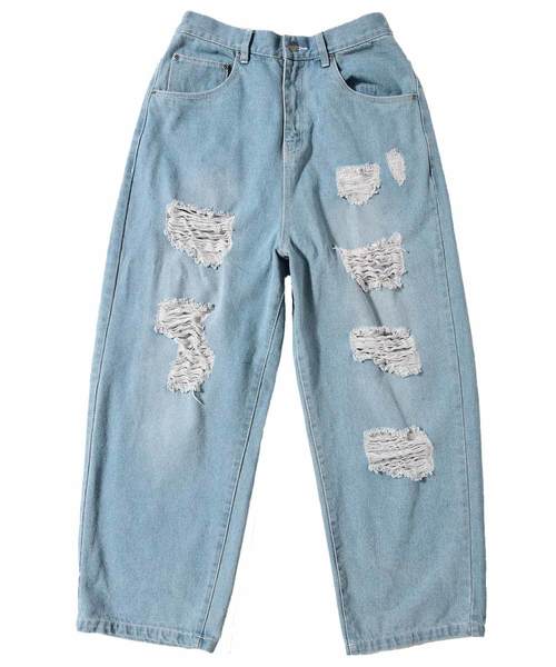 MinoriTY（マイノリティ）の「メンズクラッシュ＆ダメージ加工バギーデニムパンツ（デニムパンツ・メンズ・サックスブルー/ブルー・FREE）」の11枚目の写真