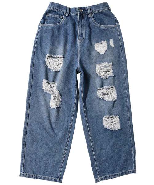 MinoriTY（マイノリティ）の「メンズクラッシュ＆ダメージ加工バギーデニムパンツ（デニムパンツ・メンズ・サックスブルー/ブルー・FREE）」の12枚目の写真