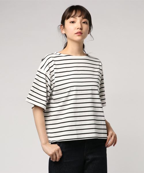 LOWRYS FARM(ローリーズファーム)の「ボーダーBIGプルオーバー 796183(Tシャツ/カットソー・レディース・ホワイト/レッド/ブルー/ピンク/ネイビー/ベージュ/ピンク系その他・MEDIUM/LARGE)」の13枚目の写真