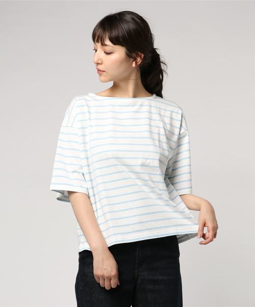 LOWRYS FARM(ローリーズファーム)の「ボーダーBIGプルオーバー 796183(Tシャツ/カットソー・レディース・ホワイト/レッド/ブルー/ピンク/ネイビー/ベージュ/ピンク系その他・MEDIUM/LARGE)」の11枚目の写真
