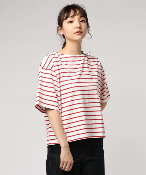 LOWRYS FARM(ローリーズファーム)の「ボーダーBIGプルオーバー 796183(Tシャツ/カットソー・レディース・ホワイト/レッド/ブルー/ピンク/ネイビー/ベージュ/ピンク系その他・MEDIUM/LARGE)」の19枚目の写真