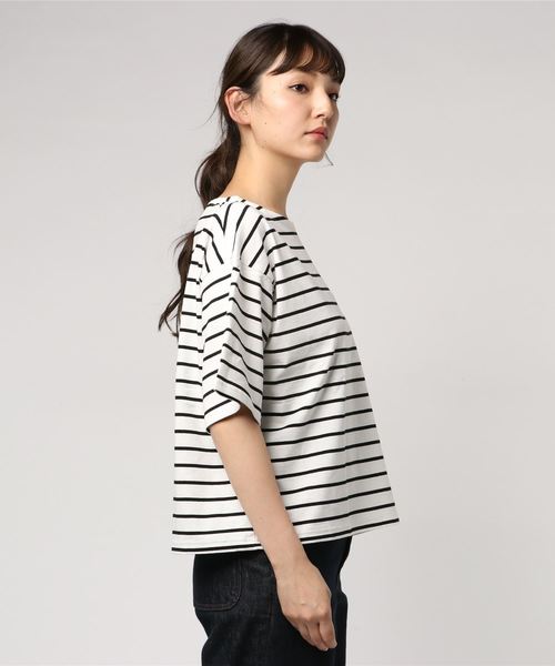 LOWRYS FARM(ローリーズファーム)の「ボーダーBIGプルオーバー 796183(Tシャツ/カットソー・レディース・ホワイト/レッド/ブルー/ピンク/ネイビー/ベージュ/ピンク系その他・MEDIUM/LARGE)」の8枚目の写真