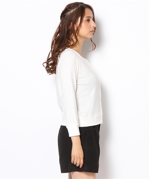 Kastane（カスタネ）の「【Kastane】カットカーディガン（カーディガン/ボレロ・レディース・オフホワイト/イエロー/ピンク/ネイビー/ホワイト×ブラック・FREE）」の10枚目の写真