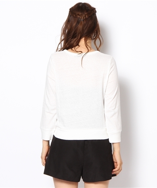 Kastane（カスタネ）の「【Kastane】カットカーディガン（カーディガン/ボレロ・レディース・オフホワイト/イエロー/ピンク/ネイビー/ホワイト×ブラック・FREE）」の9枚目の写真