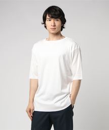 シルケットコットンクルーネックニットTシャツ