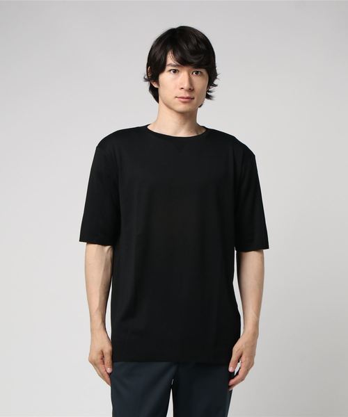 5351 POUR LES HOMMES（ゴーサンゴーイチプールオム）の「シルケットコットンクルーネックニットTシャツ（Tシャツ/カットソー・メンズ・ホワイト/ブラック/ホワイト×ブラック・44/46/48）」の3枚目の写真