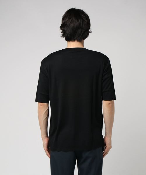 5351 POUR LES HOMMES（ゴーサンゴーイチプールオム）の「シルケットコットンクルーネックニットTシャツ（Tシャツ/カットソー・メンズ・ホワイト/ブラック/ホワイト×ブラック・44/46/48）」の5枚目の写真