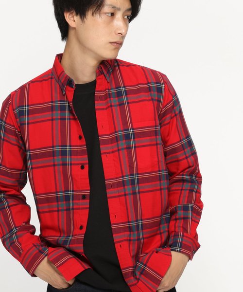 LAKOLE(ラコレ)の「起毛大柄チェックシャツ / LAKOLE(シャツ/ブラウス・メンズ・レッド/オフホワイト・MEDIUM/LARGE)」の1枚目の写真