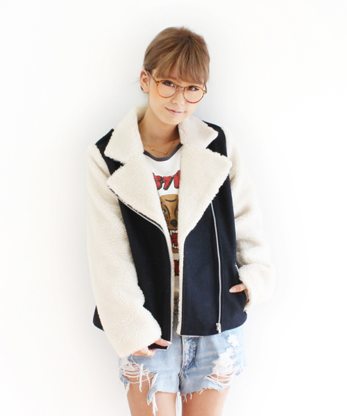 WC（ダブル シー）の「wc/ボアライダース（ライダースジャケット・レディース・ネイビー/ワイン・FREE）」の2枚目の写真