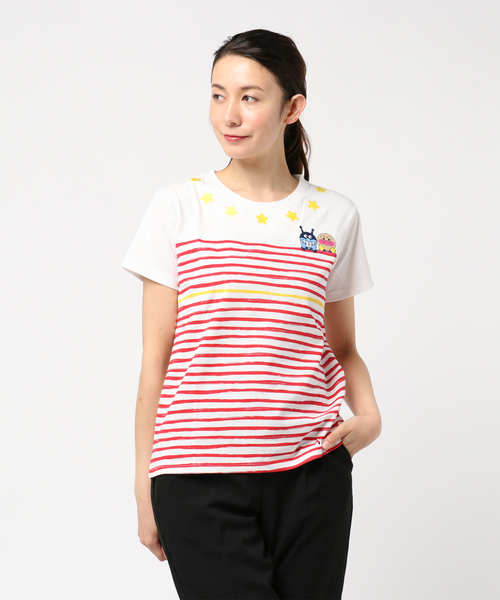 ANPANMAN KIDS COLLECTION(アンパンマンキッズコレクション)の「【アンパンマン】ボーダーTシャツおとな(Tシャツ/カットソー)」|レッド