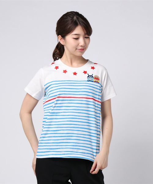 ANPANMAN KIDS COLLECTION(アンパンマンキッズコレクション)の「【アンパンマン】ボーダーTシャツおとな(Tシャツ/カットソー)」|ブルー